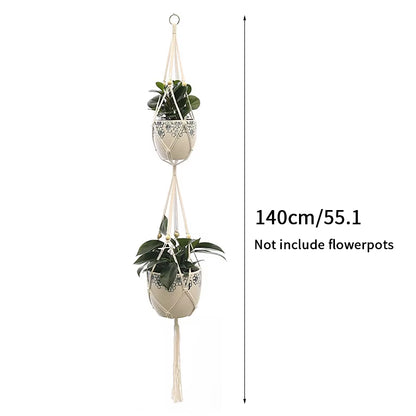 100% Handmade Hanging Baskets Flowerpot Plant Holder Macrame Plant Hanger Indoor Wall Hook Planter Plant Holder Basket