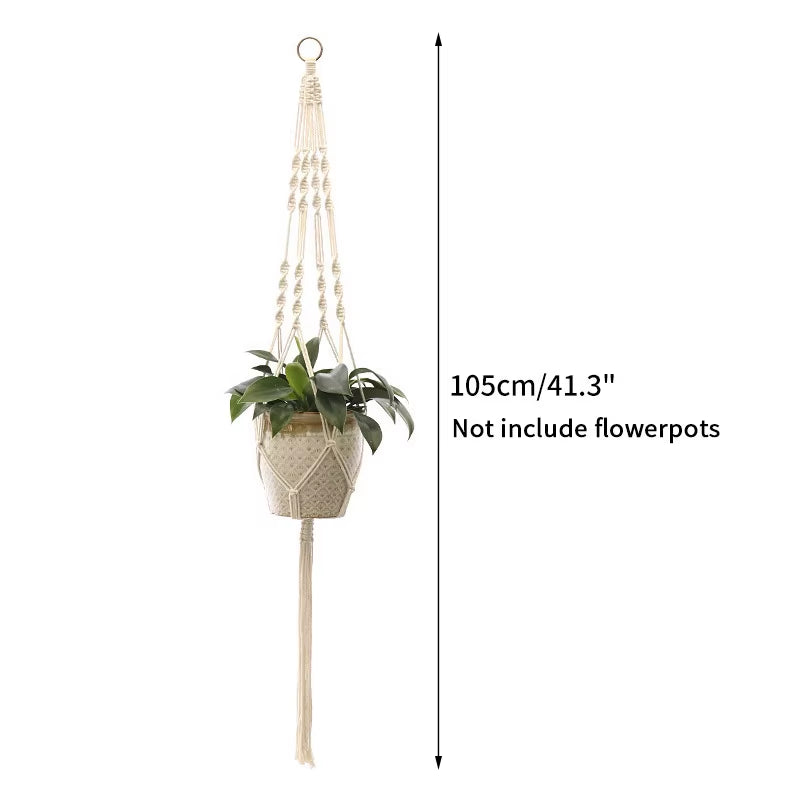 100% Handmade Hanging Baskets Flowerpot Plant Holder Macrame Plant Hanger Indoor Wall Hook Planter Plant Holder Basket