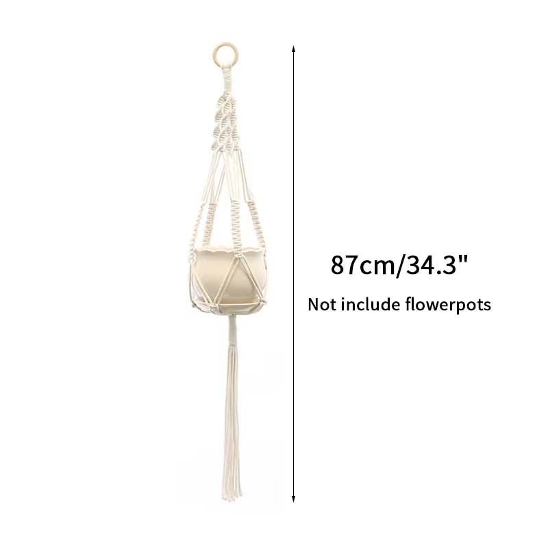 100% Handmade Hanging Baskets Flowerpot Plant Holder Macrame Plant Hanger Indoor Wall Hook Planter Plant Holder Basket