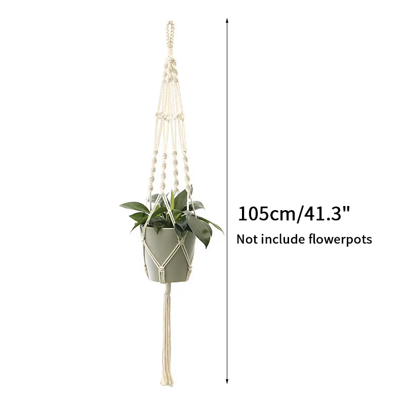 100% Handmade Hanging Baskets Flowerpot Plant Holder Macrame Plant Hanger Indoor Wall Hook Planter Plant Holder Basket