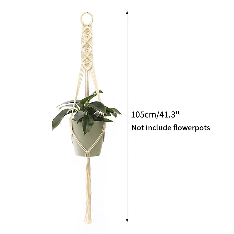 100% Handmade Hanging Baskets Flowerpot Plant Holder Macrame Plant Hanger Indoor Wall Hook Planter Plant Holder Basket