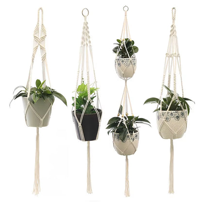 100% Handmade Hanging Baskets Flowerpot Plant Holder Macrame Plant Hanger Indoor Wall Hook Planter Plant Holder Basket