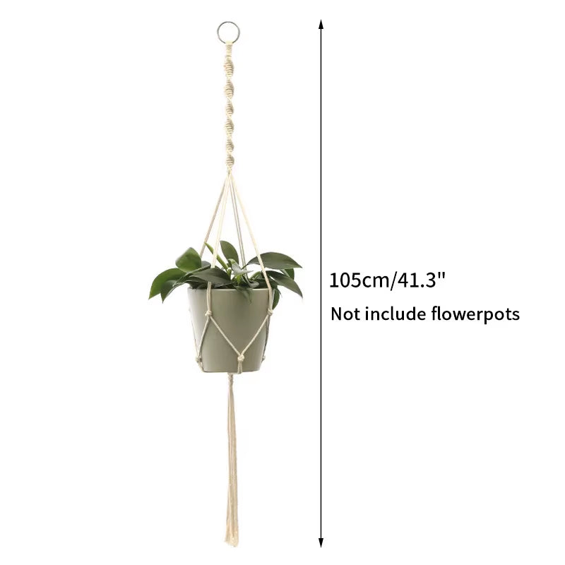 100% Handmade Hanging Baskets Flowerpot Plant Holder Macrame Plant Hanger Indoor Wall Hook Planter Plant Holder Basket