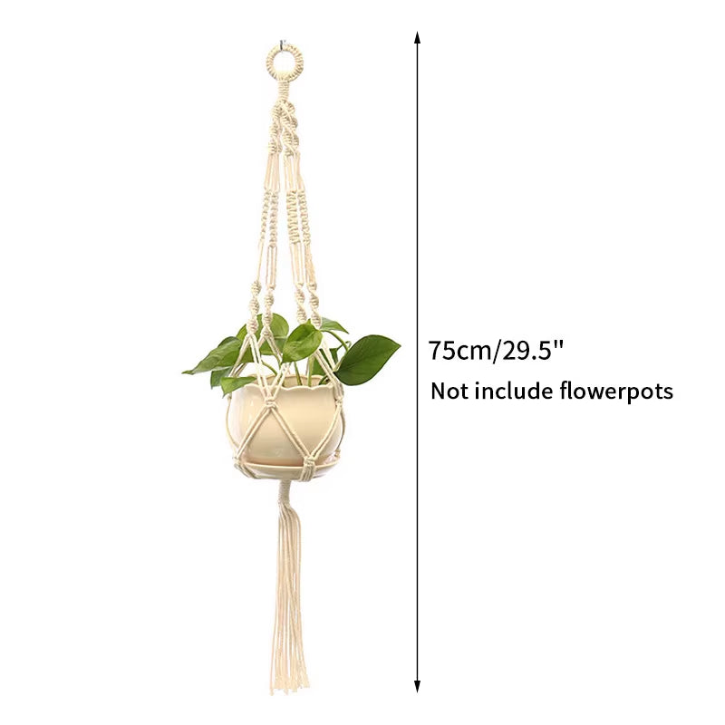 100% Handmade Hanging Baskets Flowerpot Plant Holder Macrame Plant Hanger Indoor Wall Hook Planter Plant Holder Basket