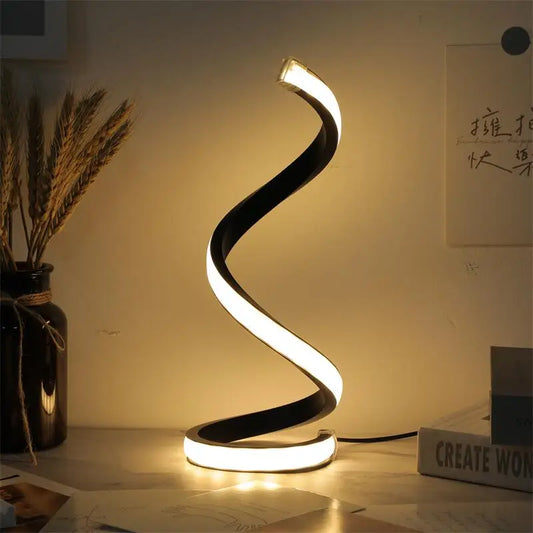 LED Spiral Table Lamp Modern Three Speed Dimming USB Power Button Switch Bedroom Decorative Table Lamp