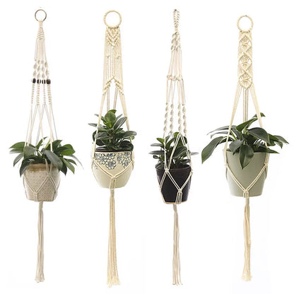 100% Handmade Hanging Baskets Flowerpot Plant Holder Macrame Plant Hanger Indoor Wall Hook Planter Plant Holder Basket