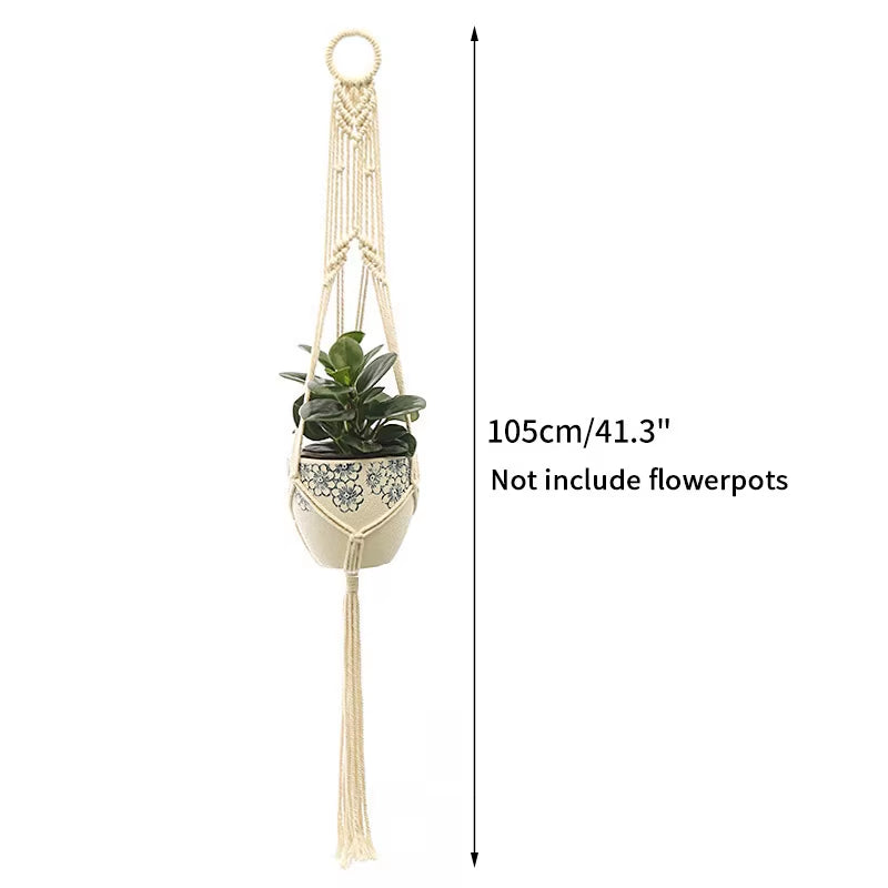 100% Handmade Hanging Baskets Flowerpot Plant Holder Macrame Plant Hanger Indoor Wall Hook Planter Plant Holder Basket