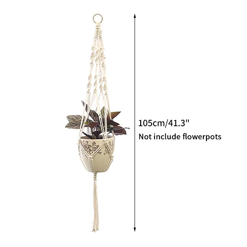 100% Handmade Hanging Baskets Flowerpot Plant Holder Macrame Plant Hanger Indoor Wall Hook Planter Plant Holder Basket