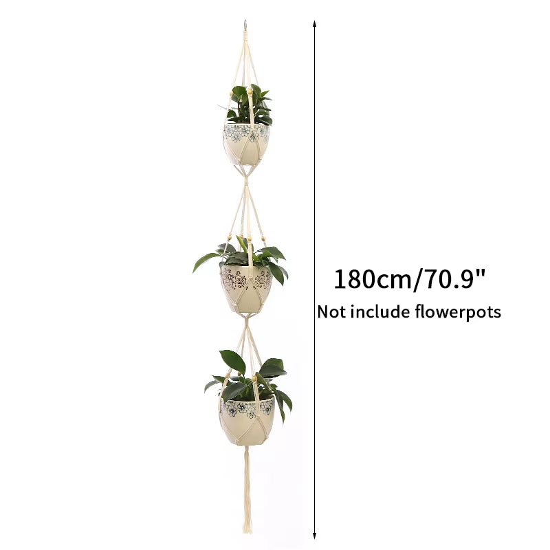 100% Handmade Hanging Baskets Flowerpot Plant Holder Macrame Plant Hanger Indoor Wall Hook Planter Plant Holder Basket