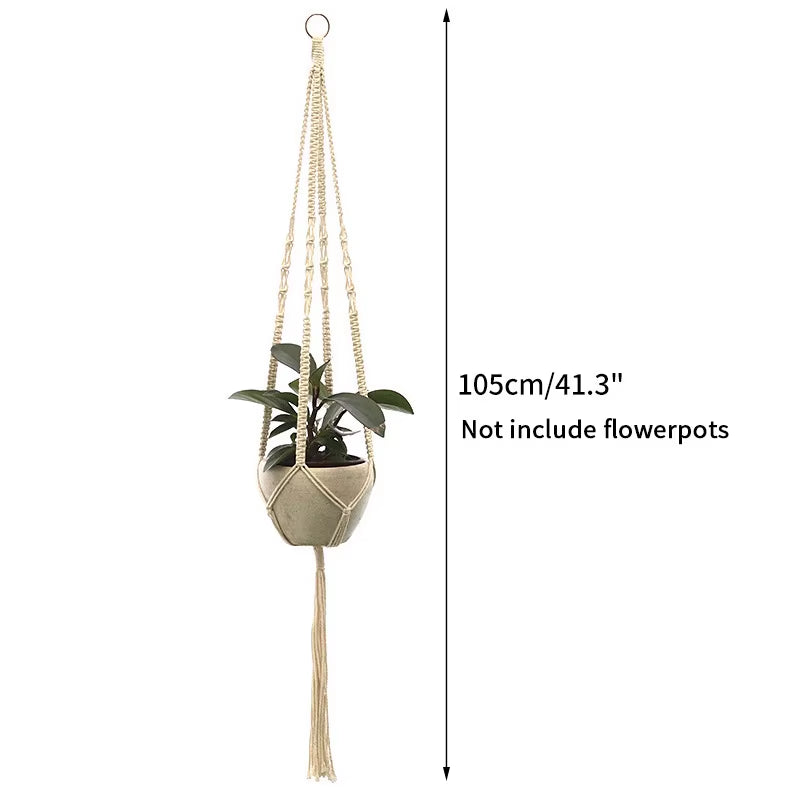 100% Handmade Hanging Baskets Flowerpot Plant Holder Macrame Plant Hanger Indoor Wall Hook Planter Plant Holder Basket